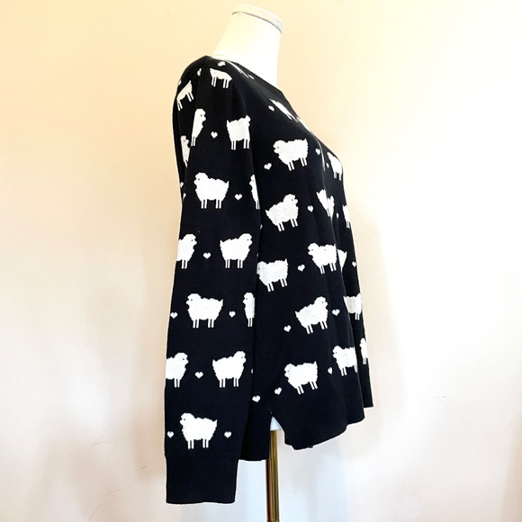 Charter Club Sheep Sweater PXL Black Pink Princess Diana Alternative Novelty - Picture 4 of 10